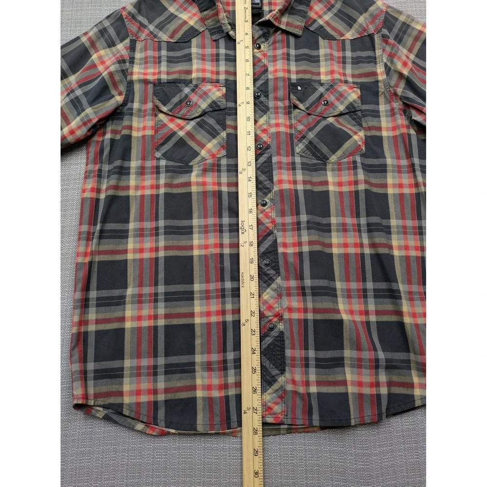 The North Face Shirt Mens Medium Multicolor Plaid Snap Front Short Sleeve Casual